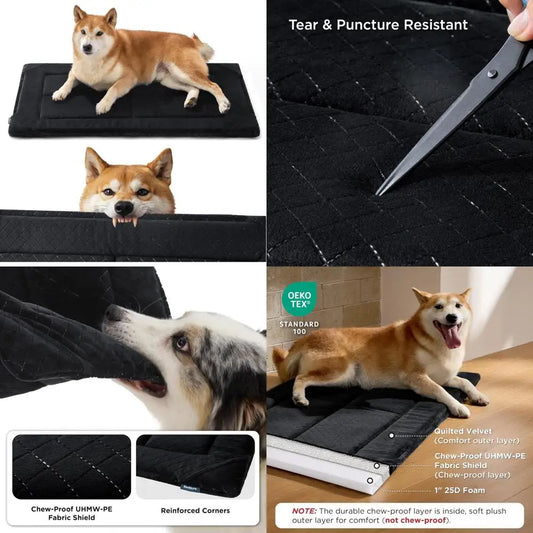 Bedsure Chew Proof Dog Bed Washable Kennel Pad Chewers