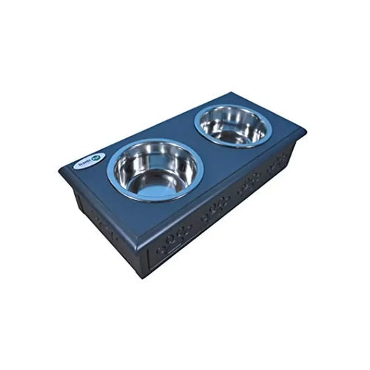 PDQ Wooden Pet Double Diner With Stainless Steel Bowls