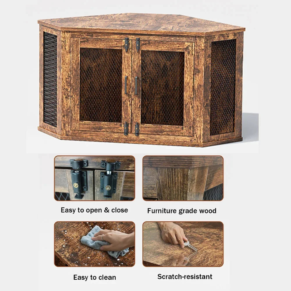 Hign-concerned Wooden Dog House Kennel With Mesh Door