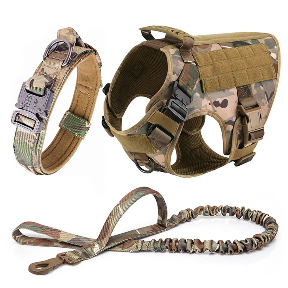 PETRAVELCN Military Dog Harness Vest Leash Set for Training