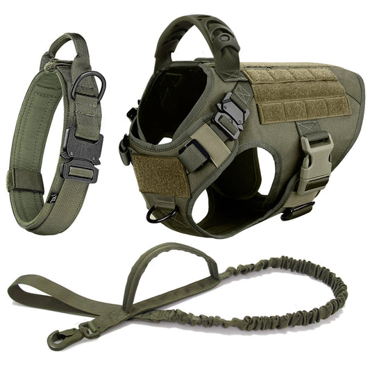 PETRAVELCN Military Dog Harness Vest Leash Set for Training