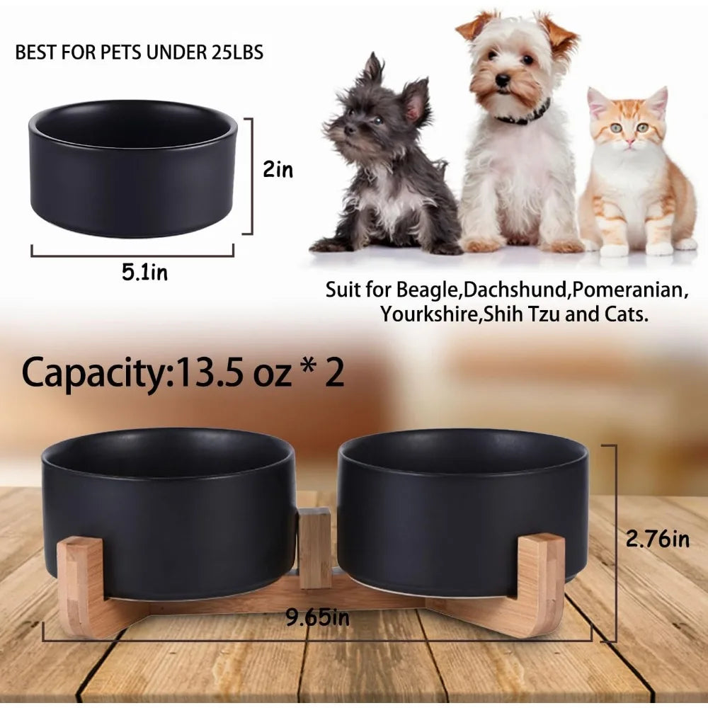 Hignconcerned Chemical Ceramic Pet Bowls With Stand Set