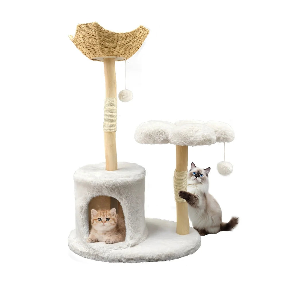 BORWARTCN Cat Tree Tower Plush Condo Scratching Posts