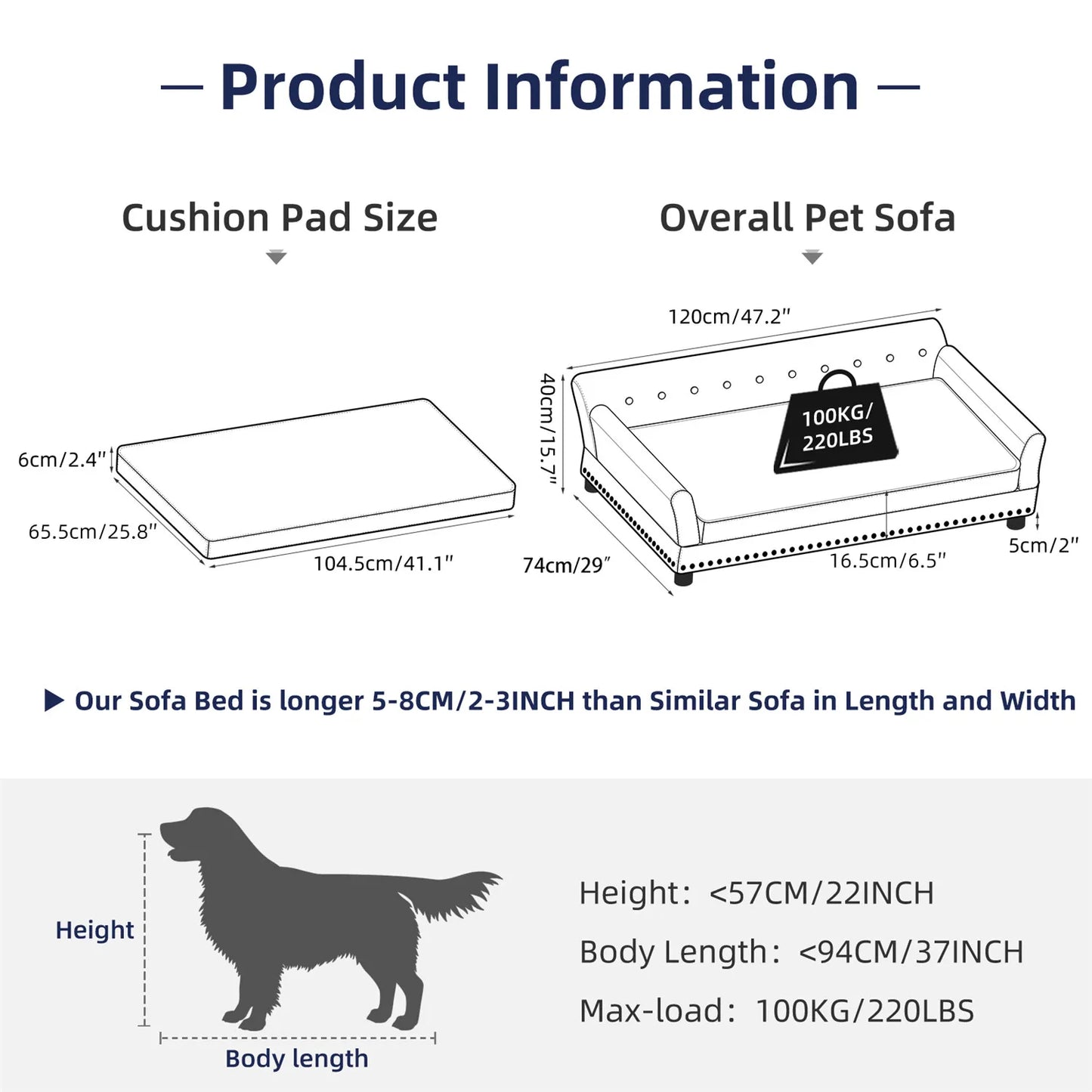 BingoPaw Deluxe Tufted Elevated Dog Sofa Bed Memory Foam