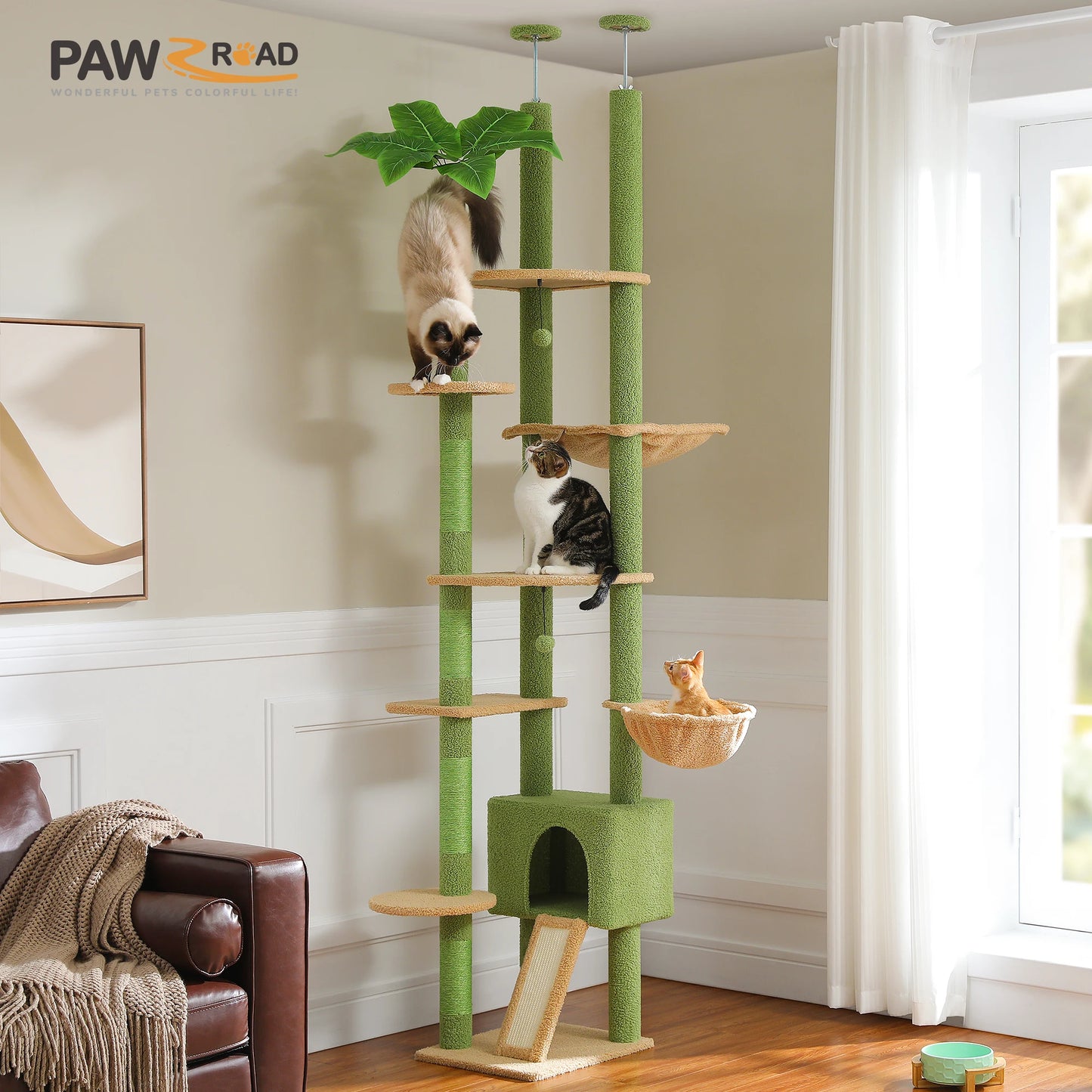 PETEPELACN Cactus Cat Tree Floor To Ceiling Activity Tower