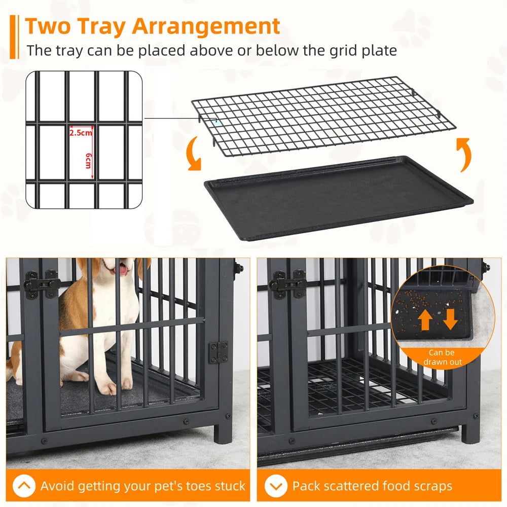 Borwarth Wooden Dog Crate End Table Kennel Three Doors