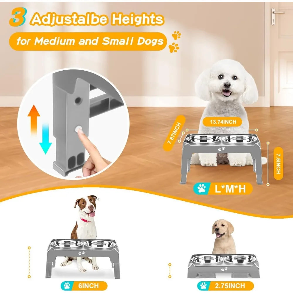 Hignconcerned Dog Bowl Stand With Two Stainless Bowls