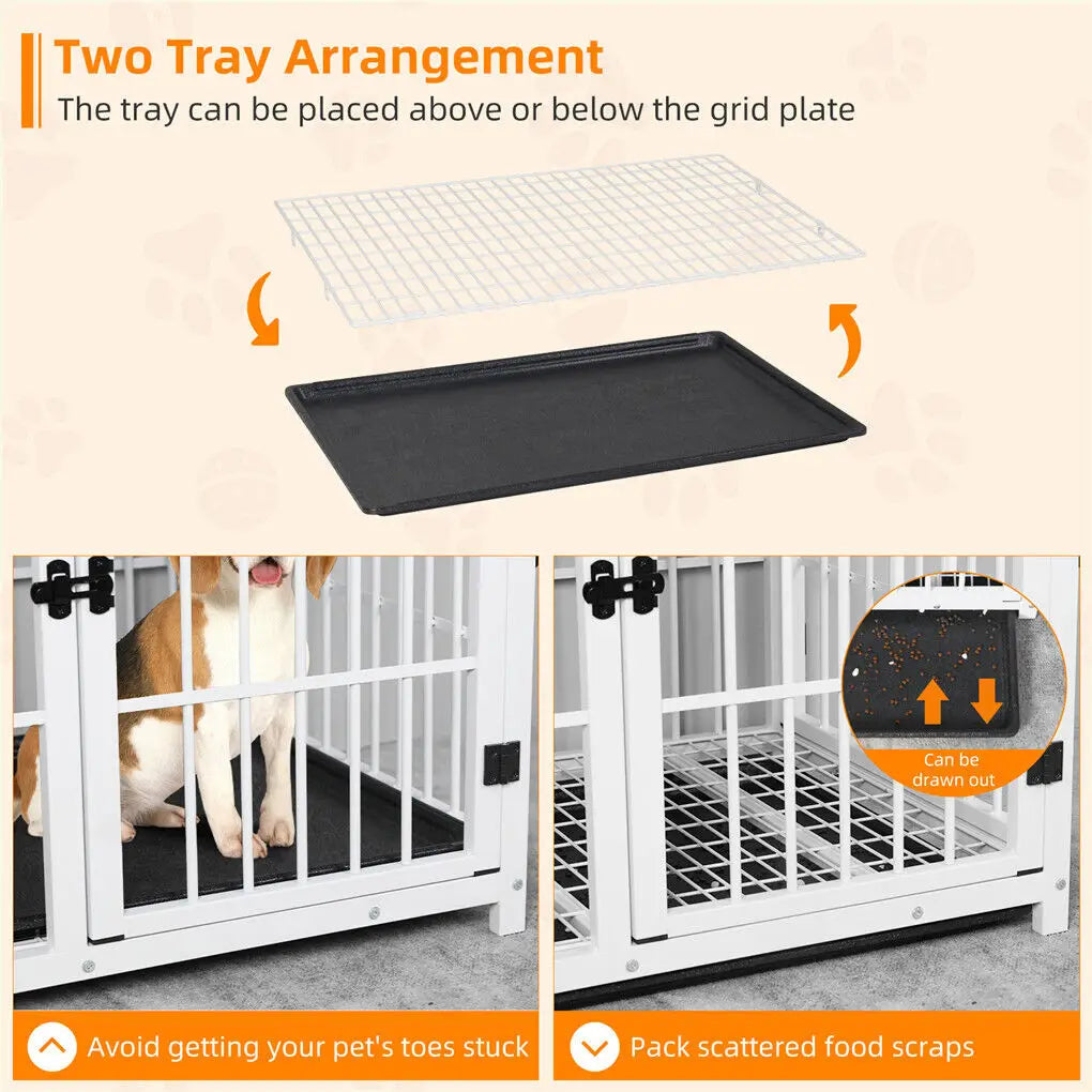 BINGOPAW Heavy Duty Dog Kennel Metal Wood Crate End Table