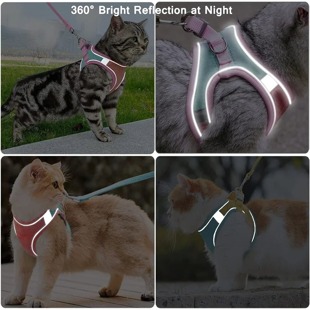 DUTRIEUX Escape Proof Cat Harness Leash Set Reflective Vest