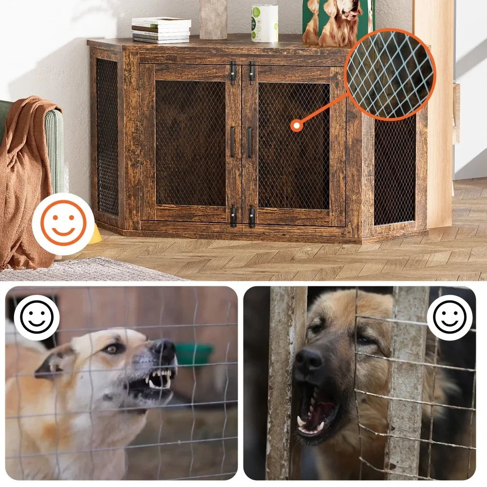 Hign-concerned Wooden Dog House Kennel With Mesh Door