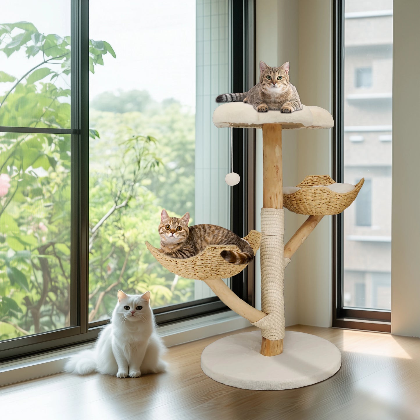 BORWARTCN Cat Tree Tower Plush Condo Scratching Posts