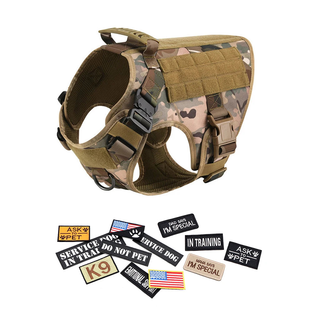 Petravelcn Military Large Dog Harness Vest Training Patches