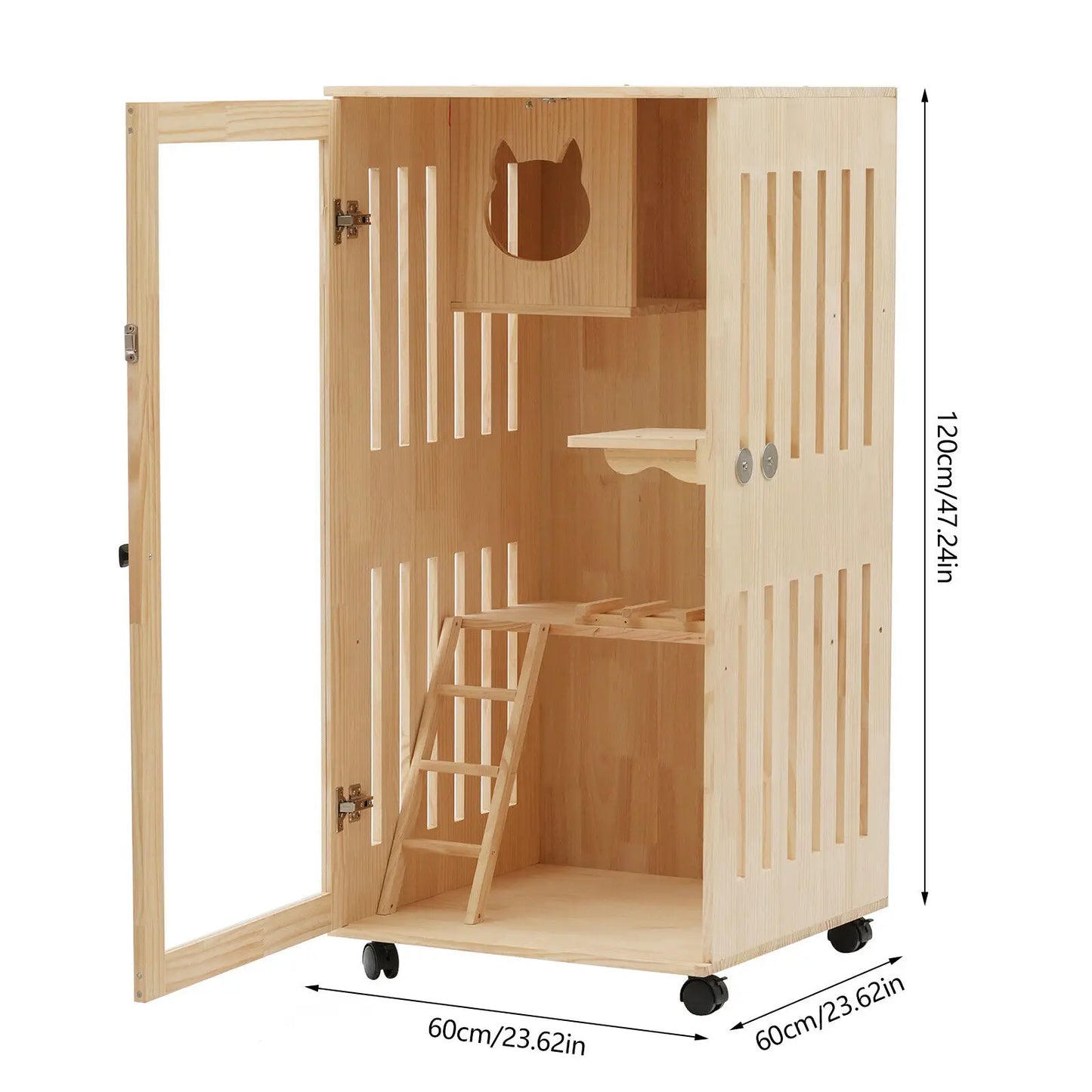 Closure Wooden Indoor Cat Enclosure Catio Kit With Ramp