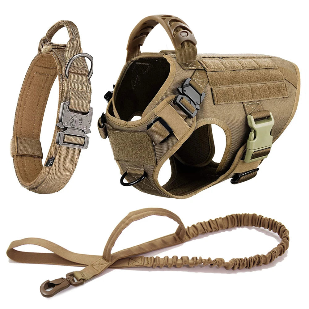 PETRAVELCN Military Dog Harness Vest Leash Set for Training