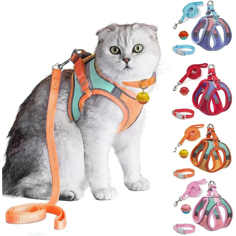 DUTRIEUX Escape Proof Cat Harness Leash Set Reflective Vest