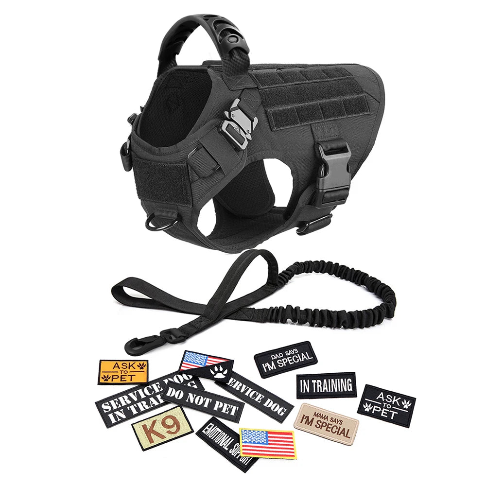 Petravelcn Military Large Dog Harness Vest Training Patches