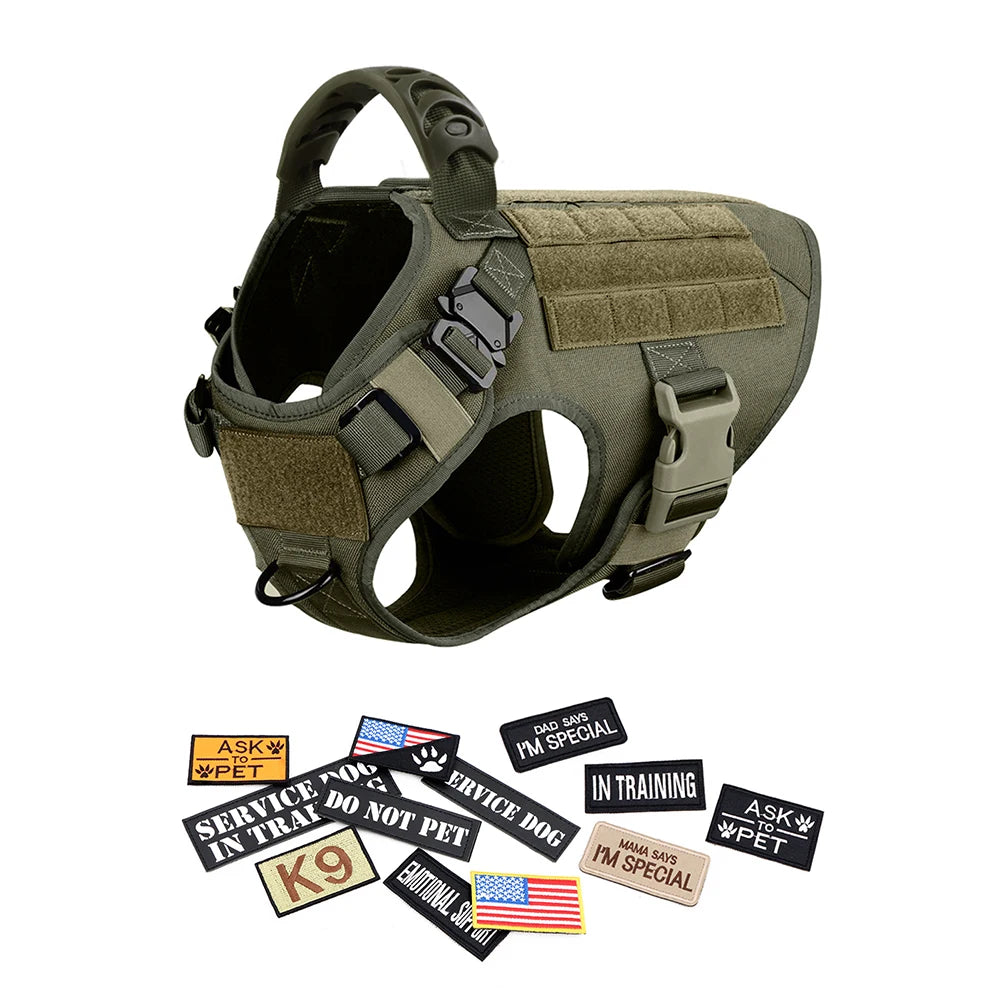 Petravelcn Military Large Dog Harness Vest Training Patches
