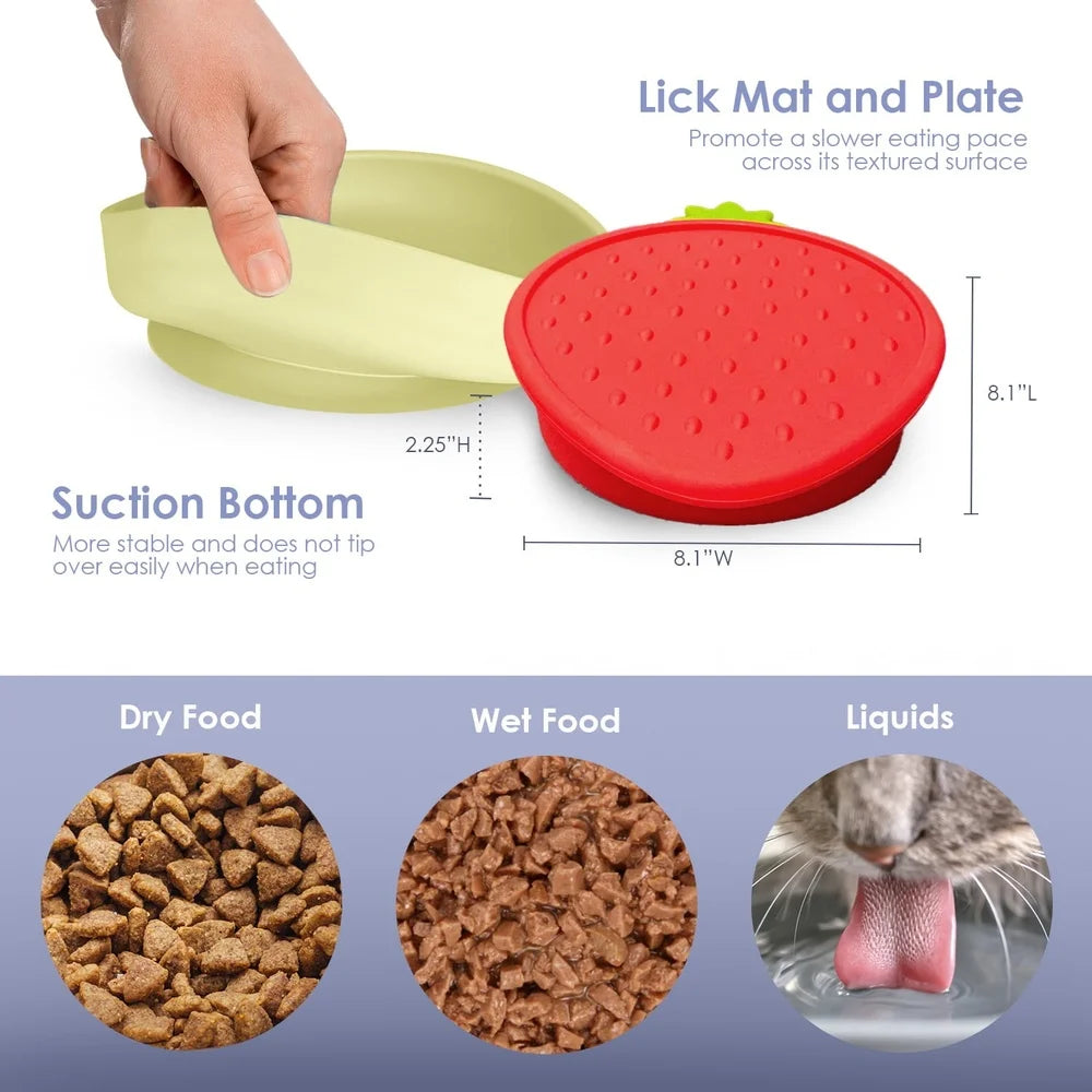 XMSJ Strawberry Shaped Silicone Pet Bowl Suction Base