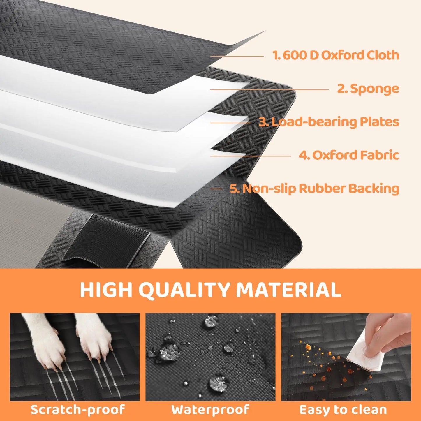 Zhejiang Dog Car Rear Seat Cover Hammock Load Bearing 400Lb