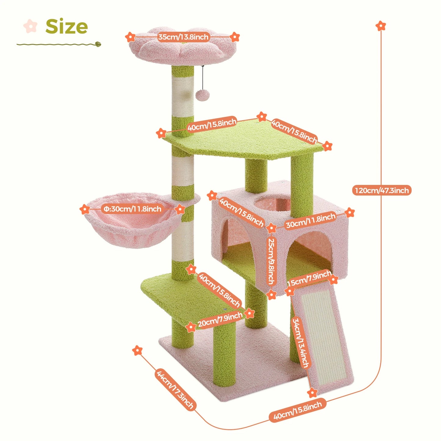 PAWZ Road Flower Cat Tree Multi Level Cat Tower With Perch