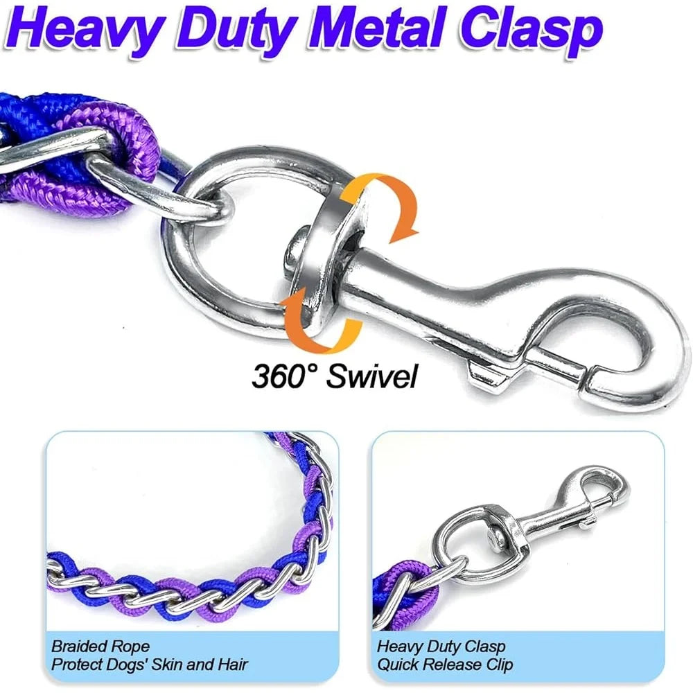 FujianHign Heavy Duty Dog Leash Nylon Rope With Metal Chain