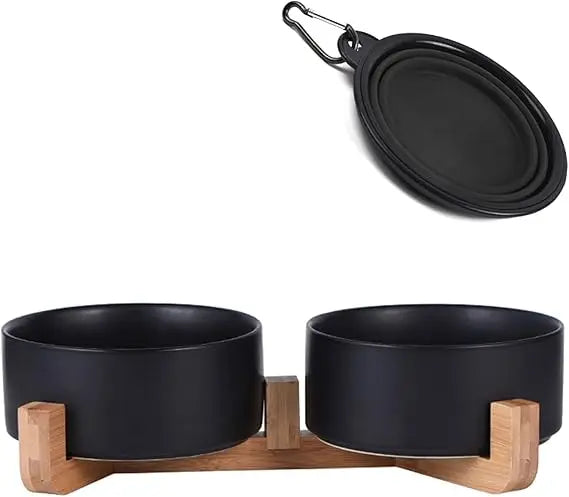 Hignconcerned Chemical Ceramic Pet Bowls With Stand Set