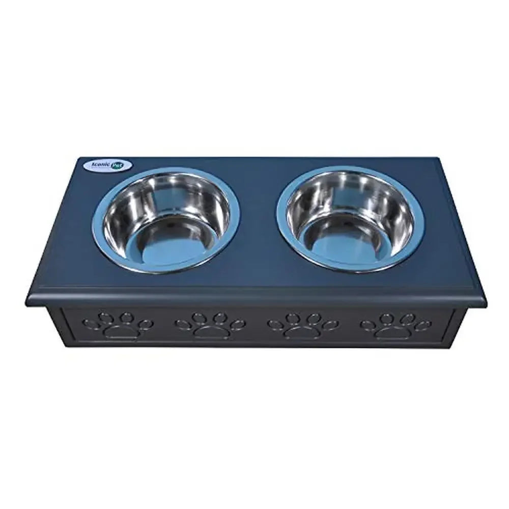 PDQ Wooden Pet Double Diner With Stainless Steel Bowls