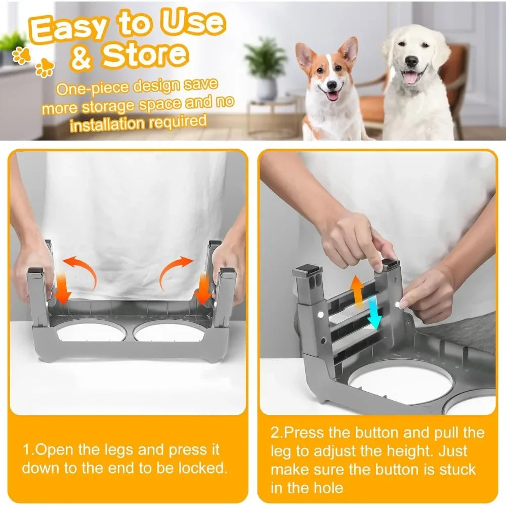 Hignconcerned Dog Bowl Stand With Two Stainless Bowls