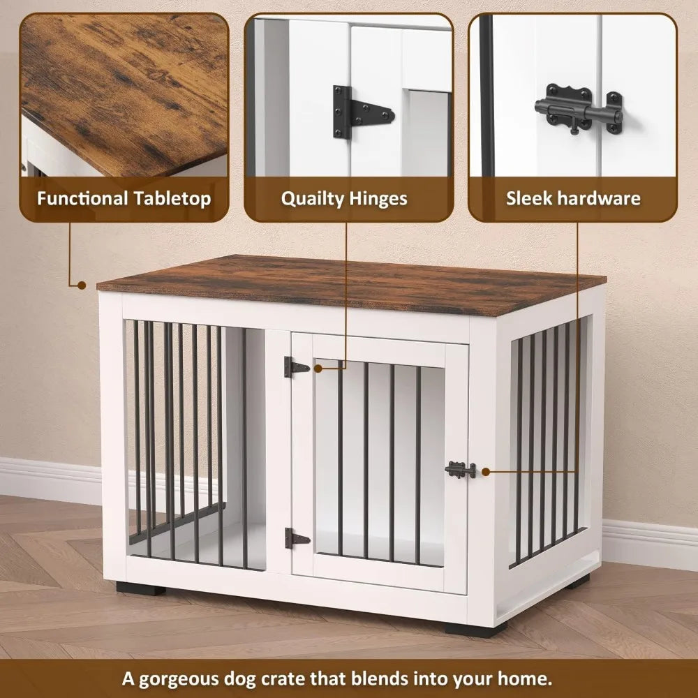 Large Dog Crate Furniture With Farmhouse Tabletop Durable