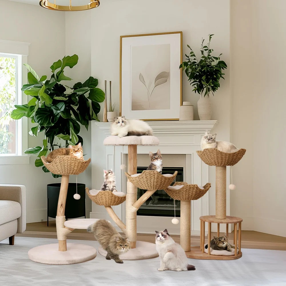 BORWARTCN Cat Tree Tower Plush Condo Scratching Posts