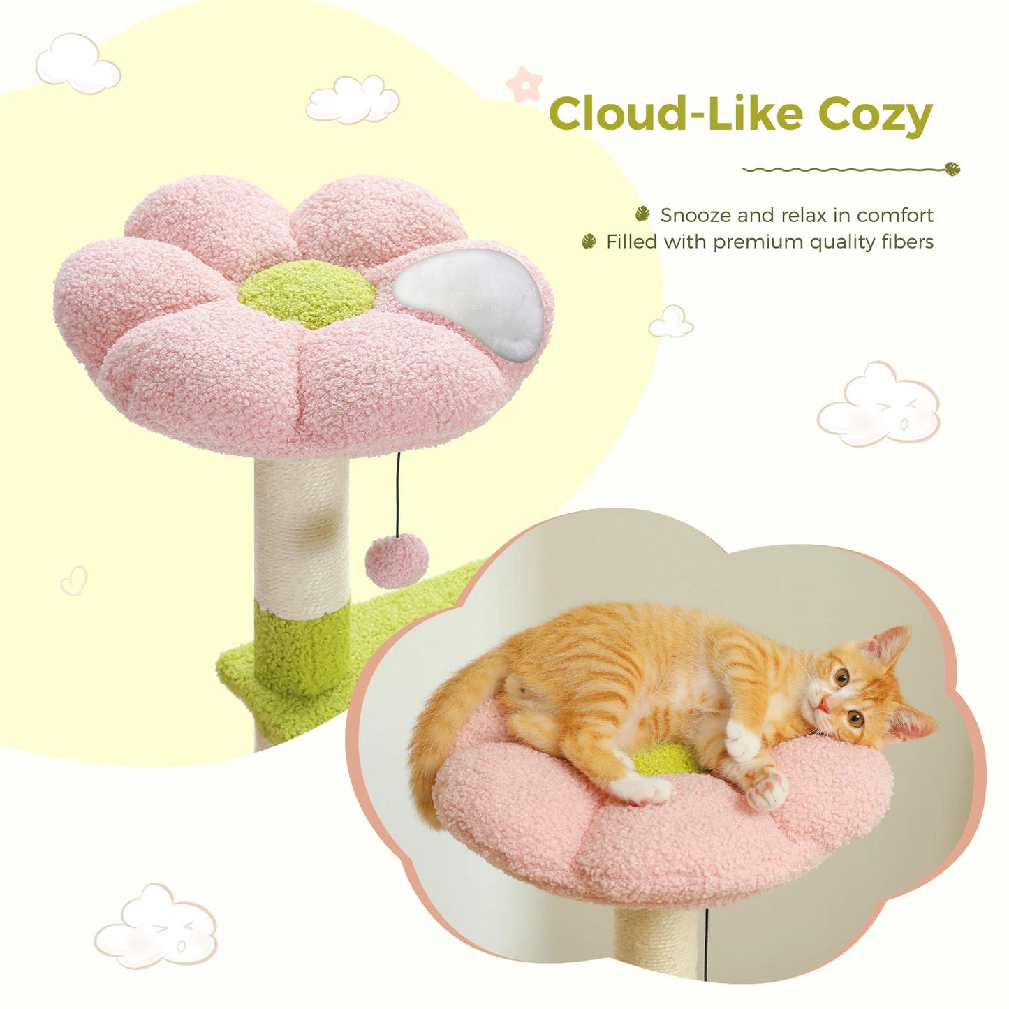 PAWZ Road Flower Cat Tree Multi Level Cat Tower With Perch