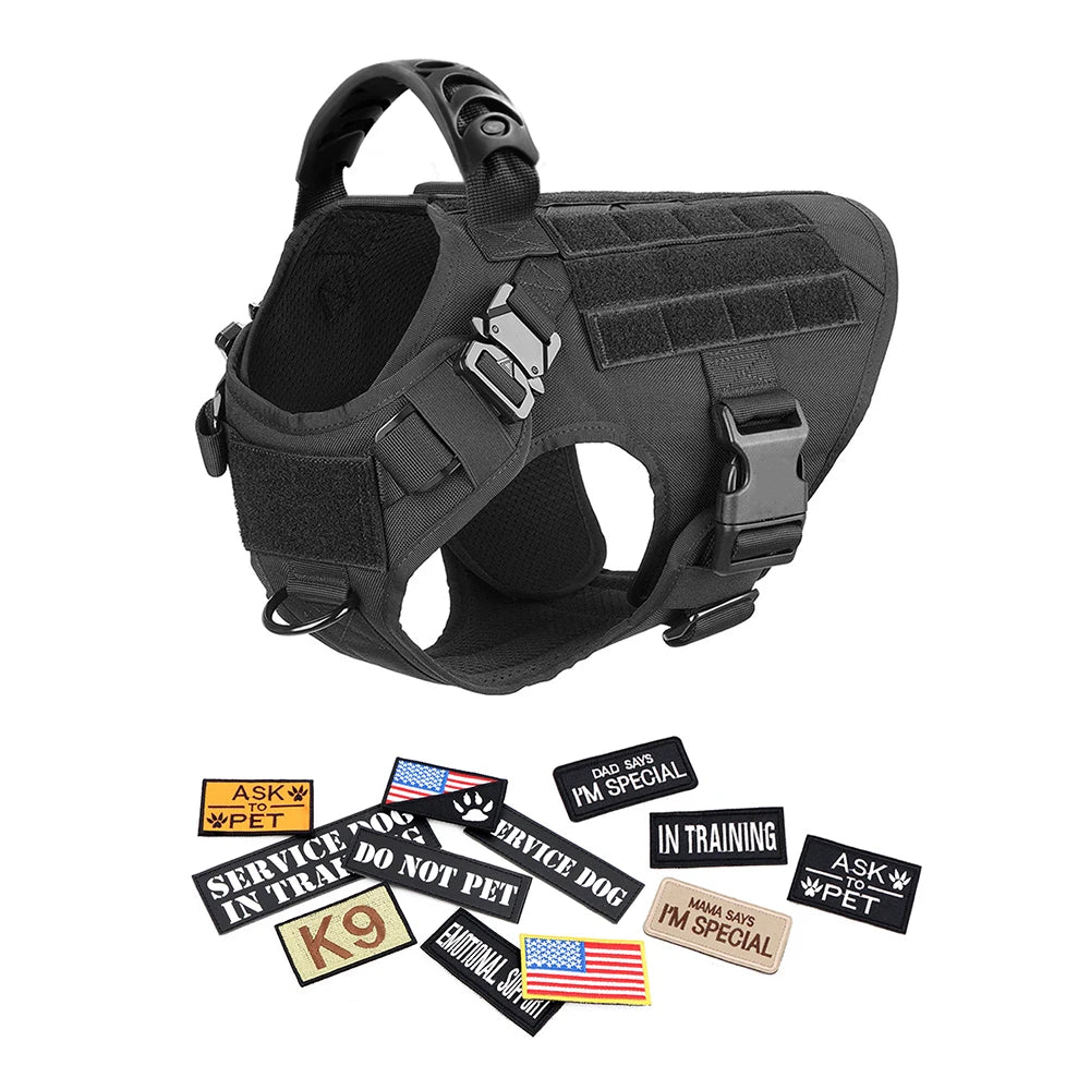 Petravelcn Military Large Dog Harness Vest Training Patches