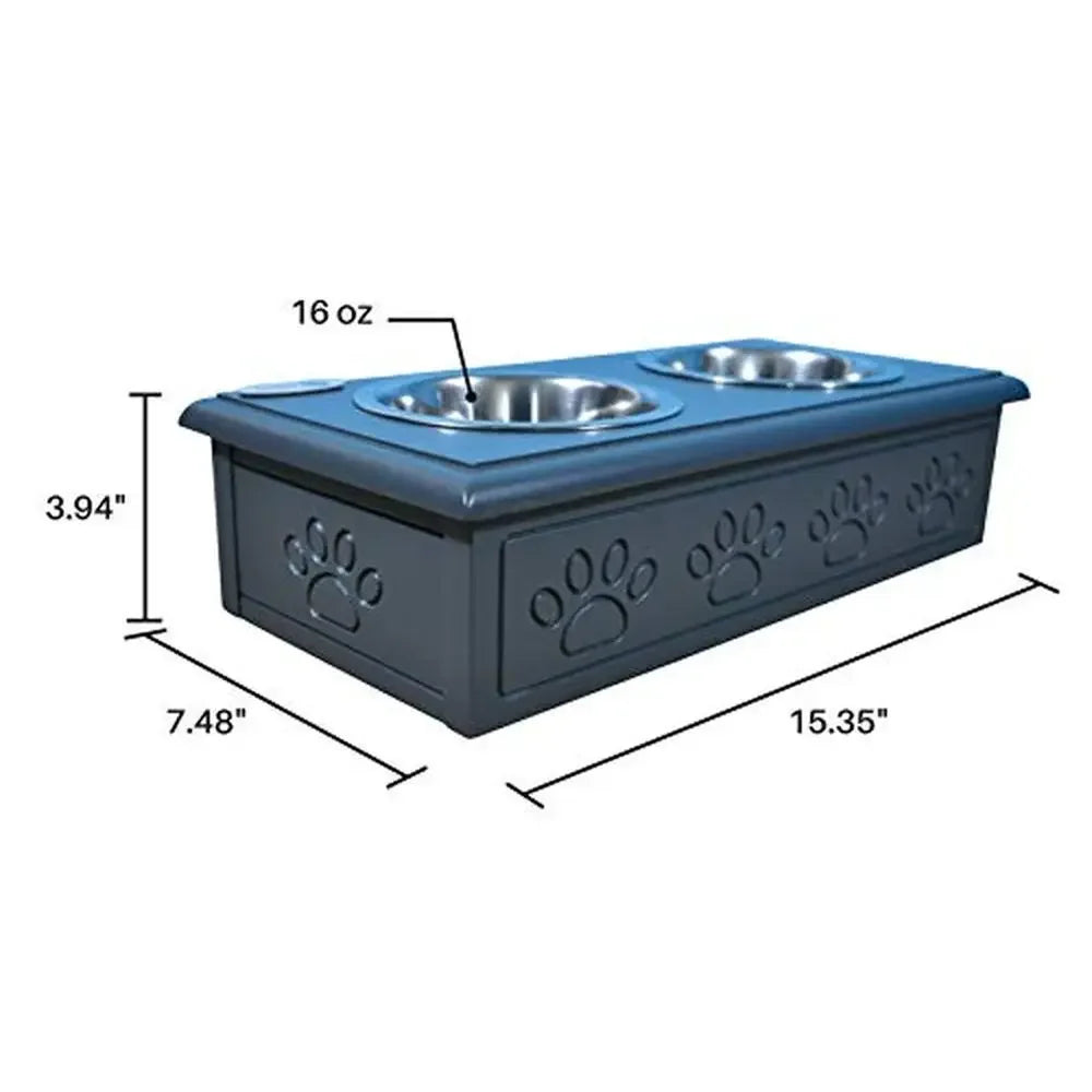 PDQ Wooden Pet Double Diner With Stainless Steel Bowls