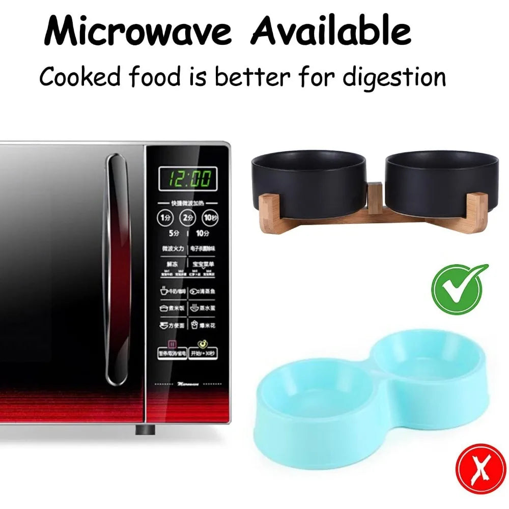 Hignconcerned Chemical Ceramic Pet Bowls With Stand Set