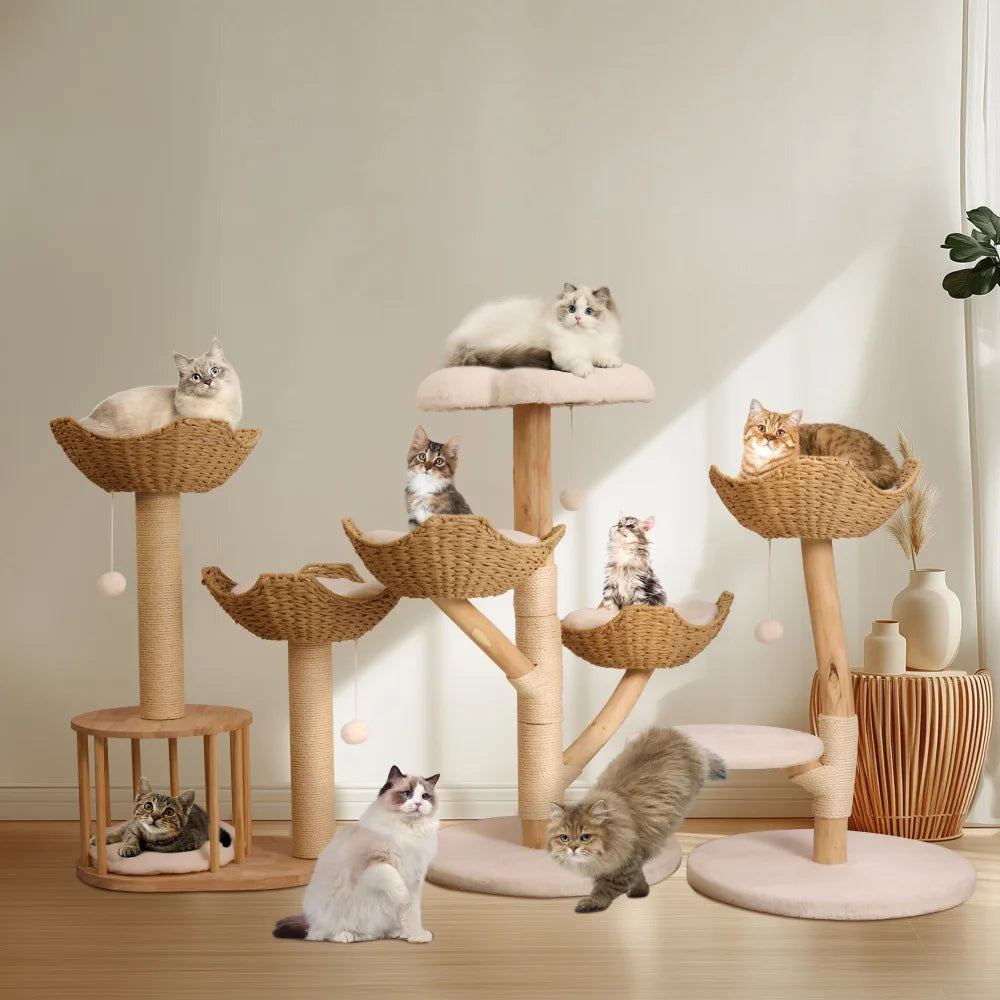 BORWARTCN Cat Tree Tower Plush Condo Scratching Posts
