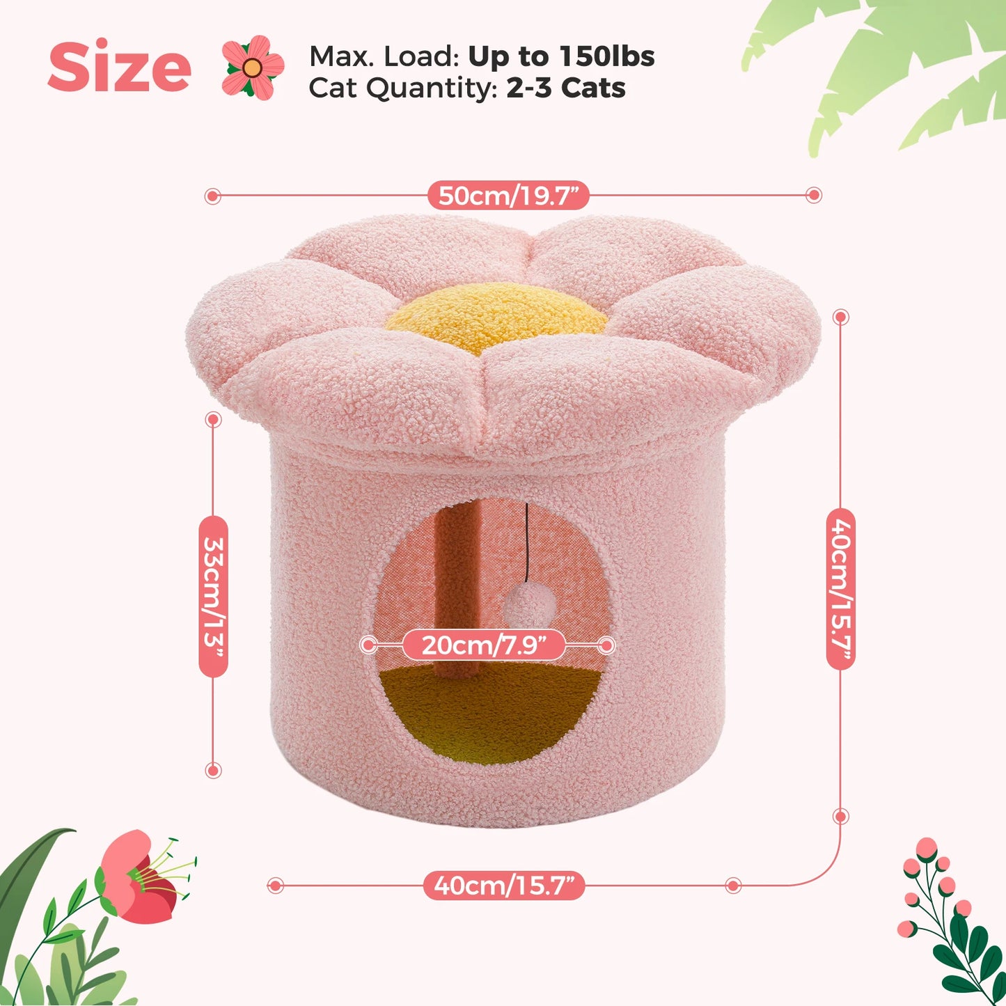 PAWZ Road Cat Beds Indoor House With Removable Flower Bed