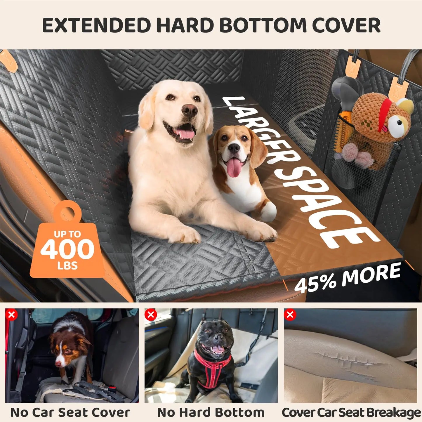 Zhejiang Dog Car Rear Seat Cover Hammock Load Bearing 400Lb