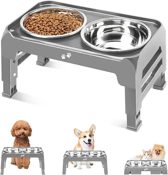 Hignconcerned Dog Bowl Stand With Two Stainless Bowls