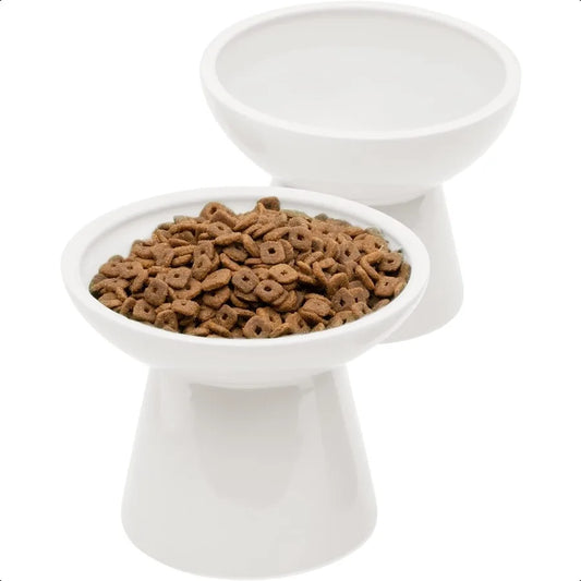 Hign-concerned Elevated Ceramic Cat Bowls For Food Water
