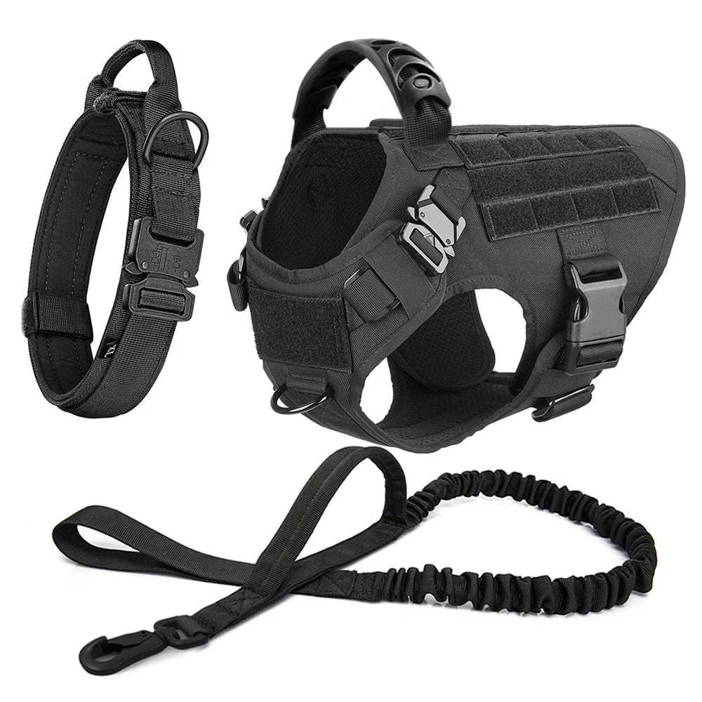 PETRAVELCN Military Dog Harness Vest Leash Set for Training