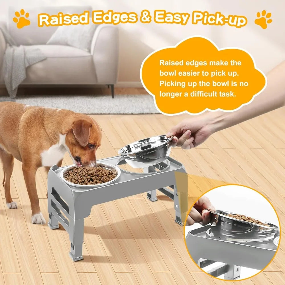 Hignconcerned Dog Bowl Stand With Two Stainless Bowls