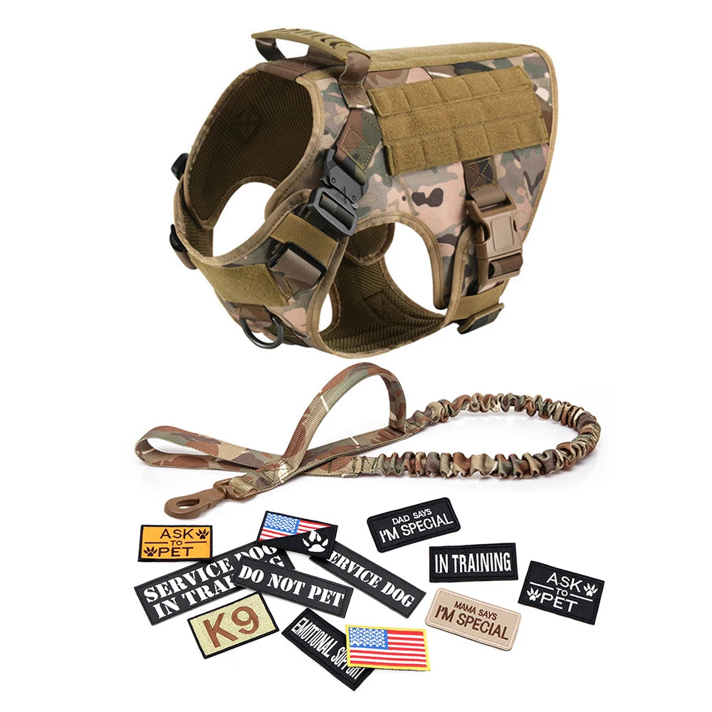 Petravelcn Military Large Dog Harness Vest Training Patches