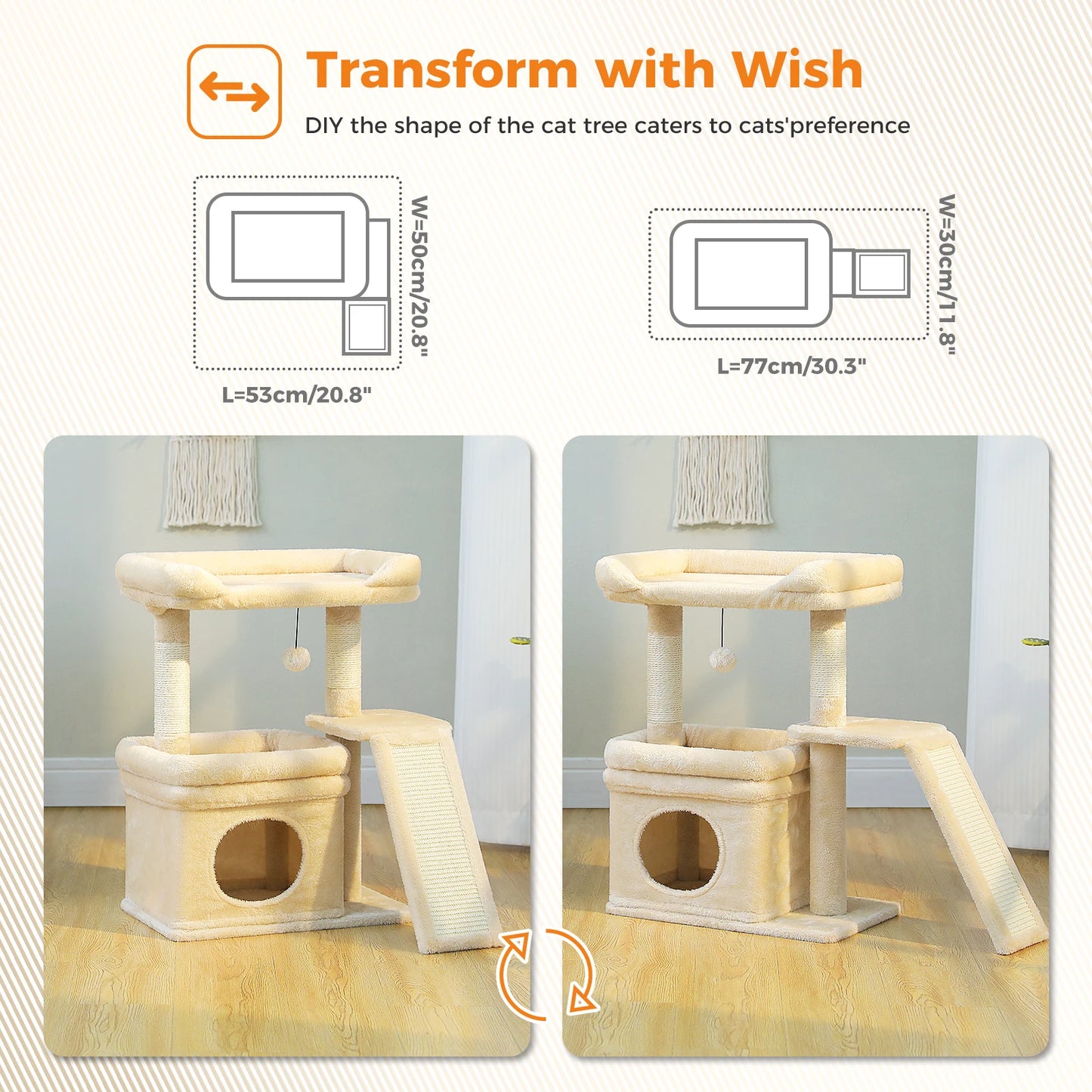 PAWZ Road Small Indoor Cat Tree Tower With Sisal Pad