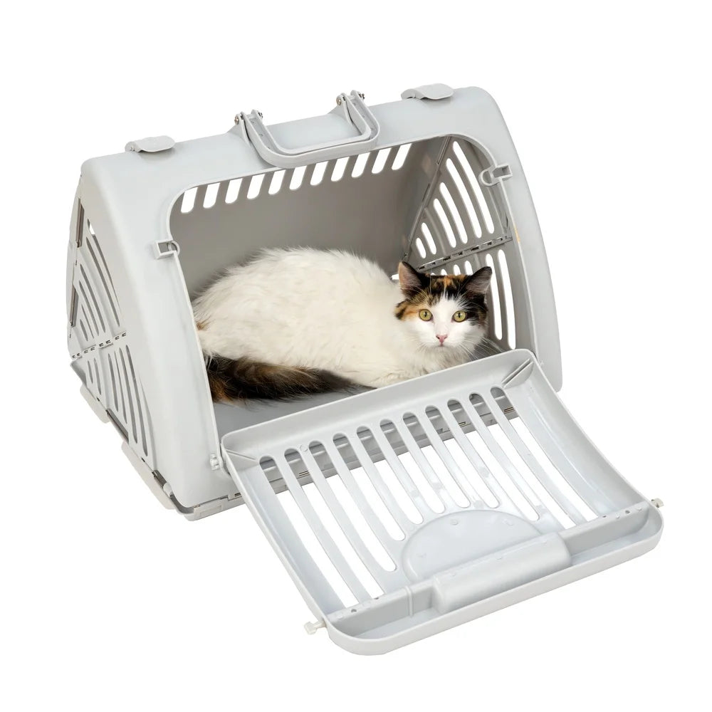 PDQ Foldable Plastic Cat Carrier Portable Travel Crate