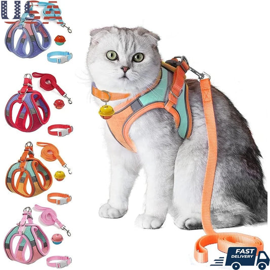 DUTRIEUX Escape Proof Cat Harness Leash Set Reflective Vest