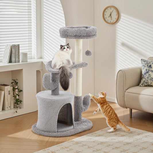 JHK Cat Tree Tower With Sisal Scratching Post For Home