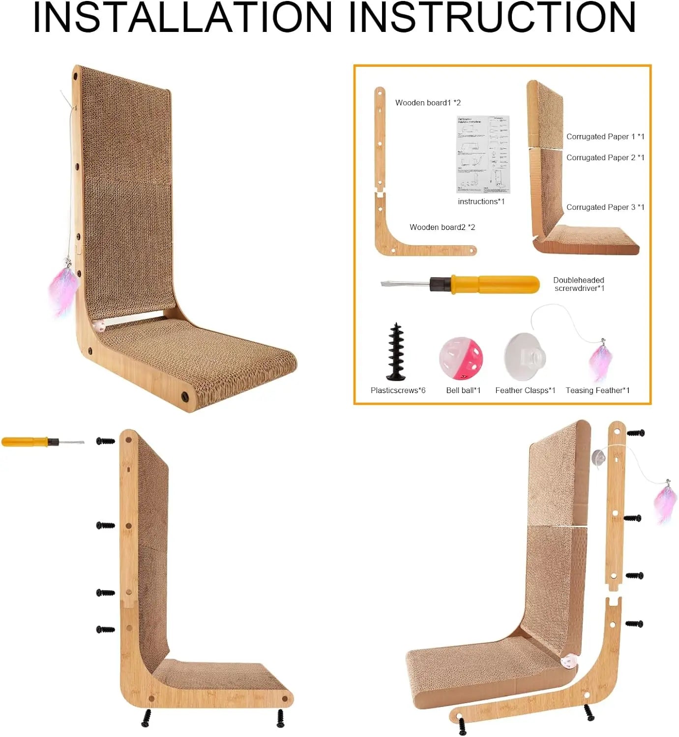 Guangdong L Shape Cat Scratcher For Indoor Cats Cardboard