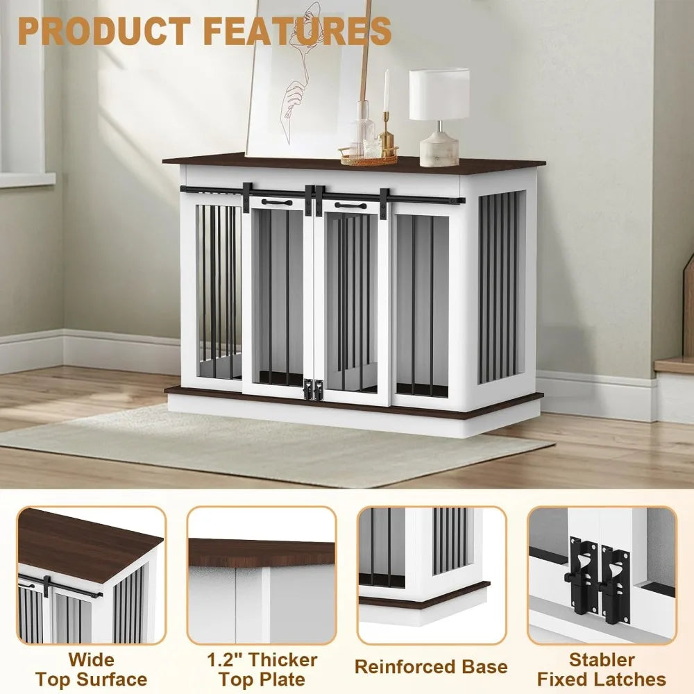Hign Concerned Double Dog Crate Furniture for Two Dogs