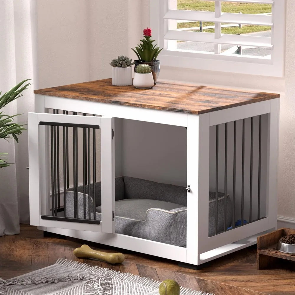 Large Dog Crate Furniture With Farmhouse Tabletop Durable