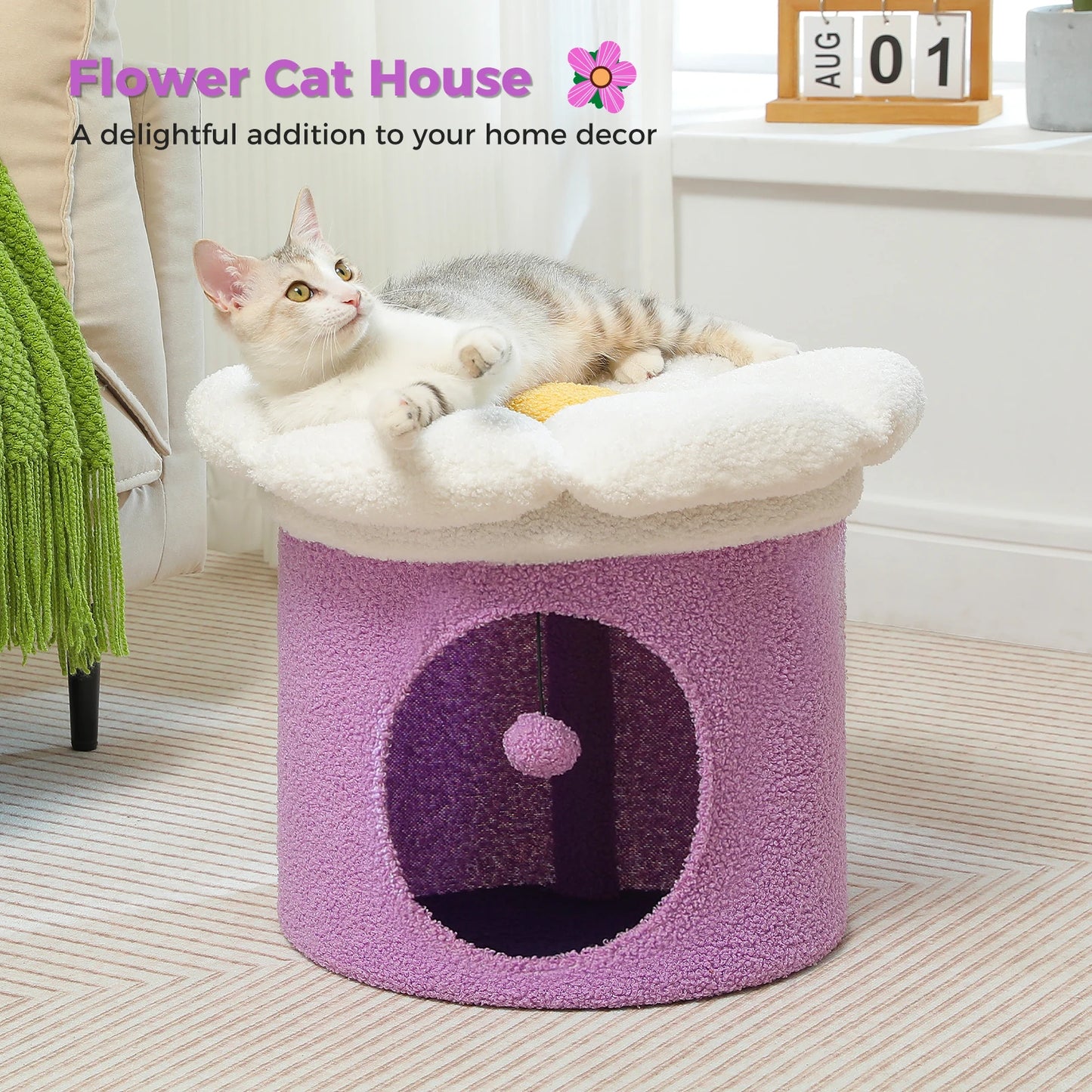 PAWZ Road Cat Beds Indoor House With Removable Flower Bed